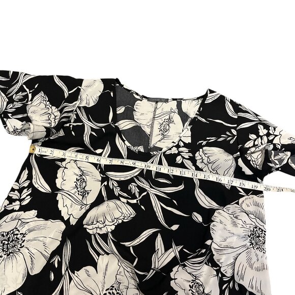 SOPRANO Mini Dress Size Large Floral Black and White Curvy No Stretch - Picture 9 of 10